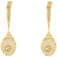 Yellow Gold-plated Silver 39mm Tennis Racquets Earrings