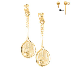 Sterling Silver 30mm Tennis Racquets Earrings (White or Yellow Gold Plated)