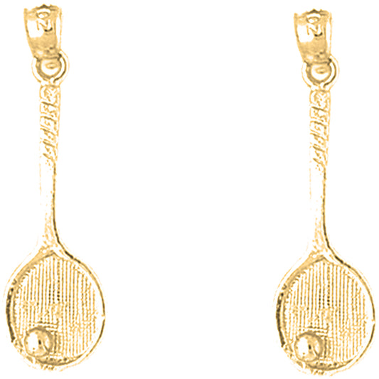 14K or 18K Gold 30mm Tennis Racquets Earrings
