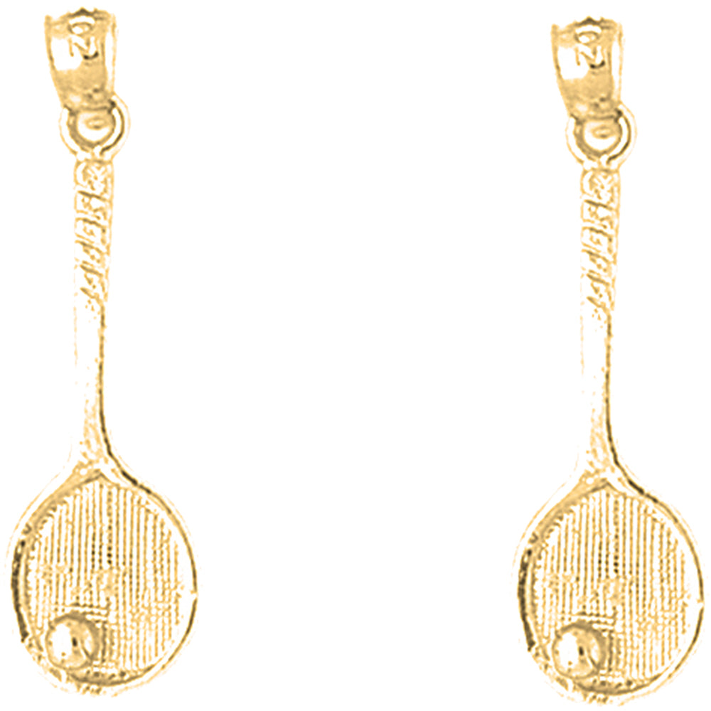 Yellow Gold-plated Silver 30mm Tennis Racquets Earrings