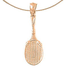 Tennisschläger-Anhänger aus 14 Karat oder 18 Karat Gold