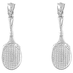 Sterling Silver 31mm Tennis Racquets Earrings