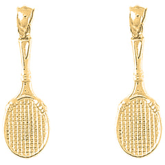 Yellow Gold-plated Silver 31mm Tennis Racquets Earrings