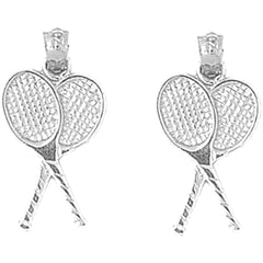 Sterling Silver 23mm Tennis Racquets Earrings