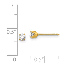 Inverness 24K Gold-plated 3mm CZ Post Earrings