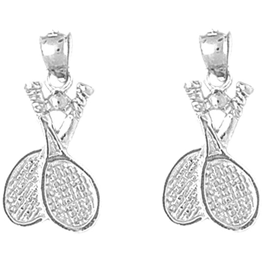 Sterling Silver 24mm Tennis Racquets Earrings