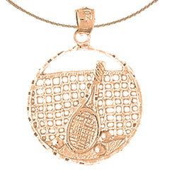 Colgante de raquetas de tenis de oro de 10K, 14K o 18K