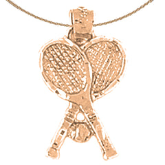 Tennisschläger-Anhänger aus 14 Karat oder 18 Karat Gold