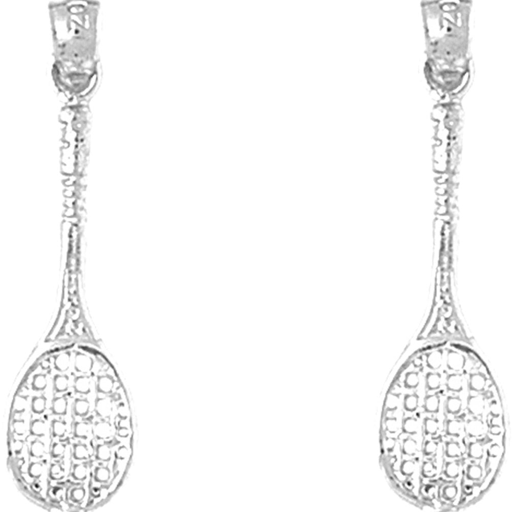Sterling Silver 30mm Tennis Racquets Earrings