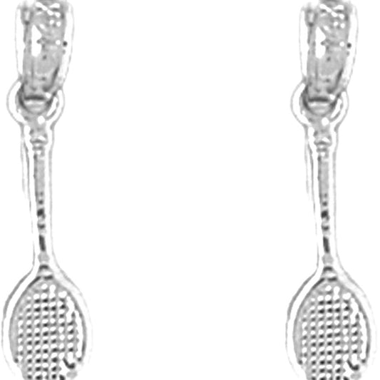 Sterling Silver 18mm Tennis Racquets Earrings