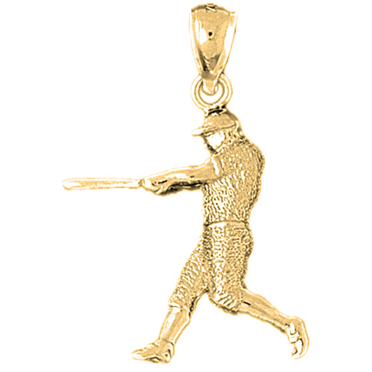 10K, 14K or 18K Gold Baseball Player Pendant