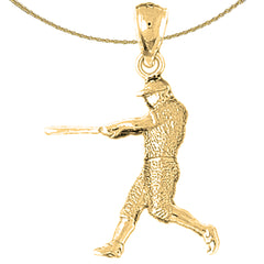 10K, 14K or 18K Gold Baseball Player Pendant