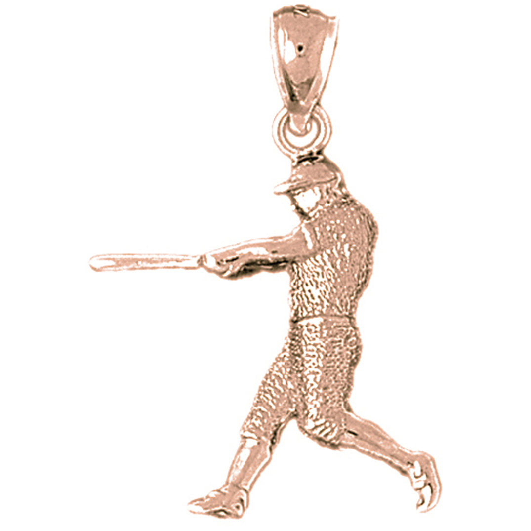 10K, 14K or 18K Gold Baseball Player Pendant