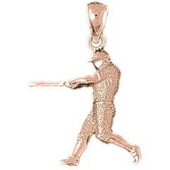 10K, 14K or 18K Gold Baseball Player Pendant