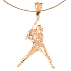 10K, 14K or 18K Gold Baseball Player Pendant