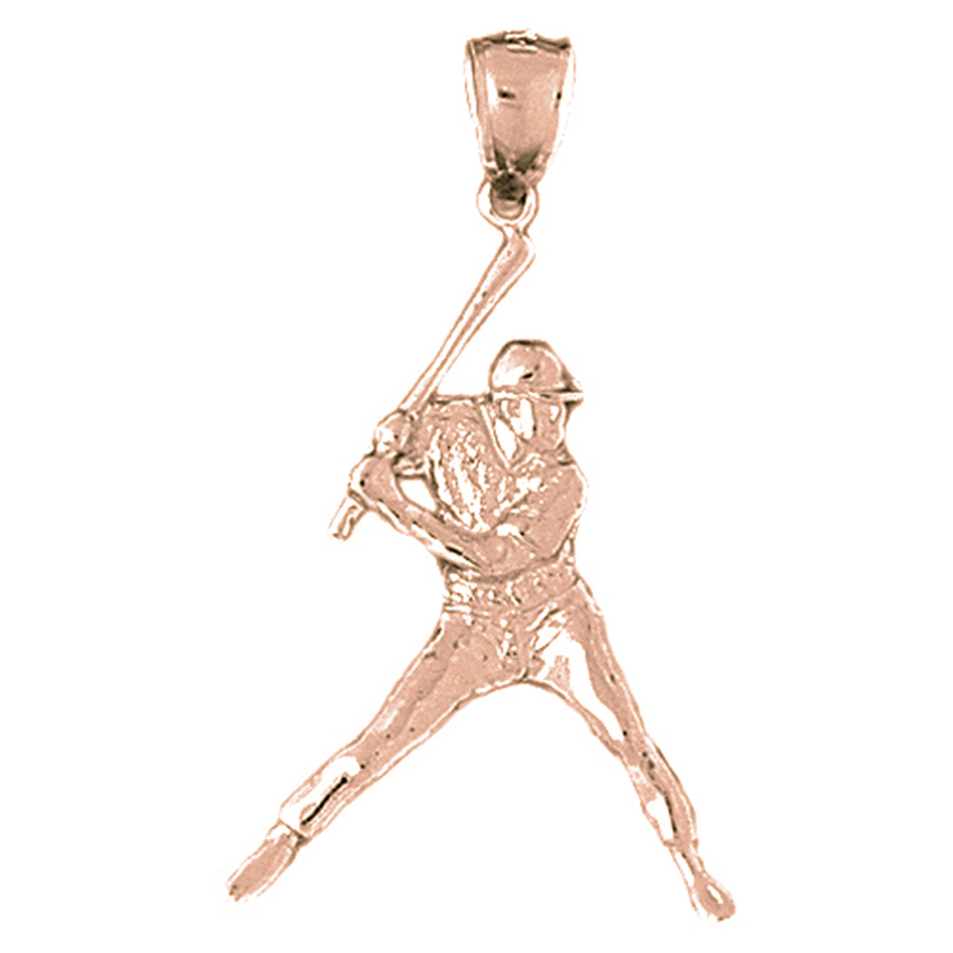 10K, 14K or 18K Gold Baseball Player Pendant