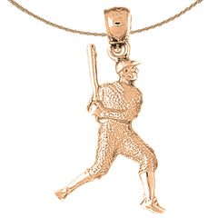 10K, 14K or 18K Gold Baseball Player Pendant