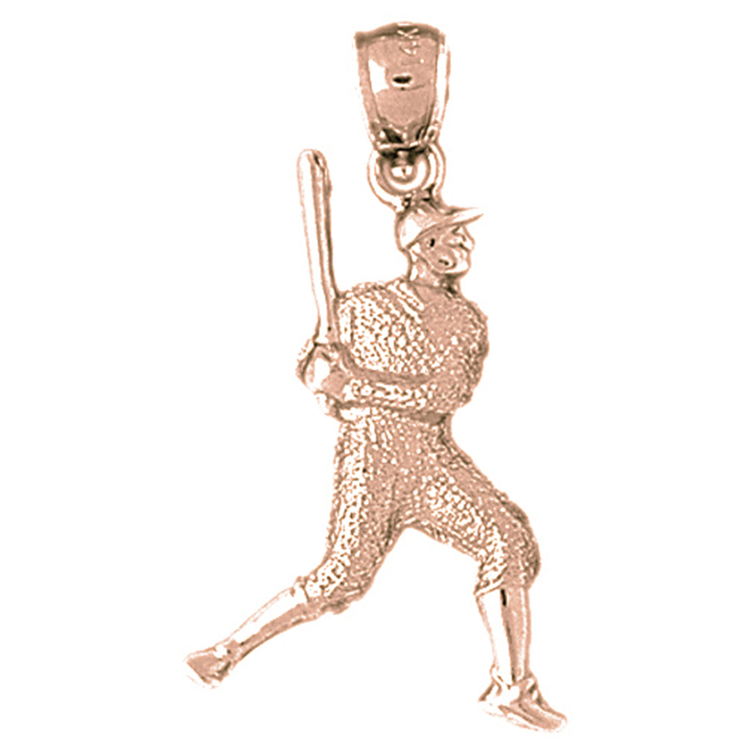 10K, 14K or 18K Gold Baseball Player Pendant