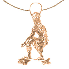 10K, 14K or 18K Gold 3D Skater/Skate Boarder Pendant