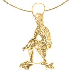 10K, 14K or 18K Gold 3D Skater/Skate Boarder Pendant