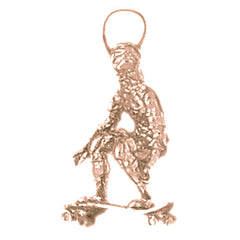 10K, 14K or 18K Gold 3D Skater/Skate Boarder Pendant