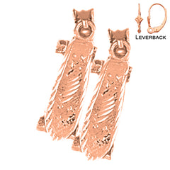 14K or 18K Gold 3D Skate Board Earrings