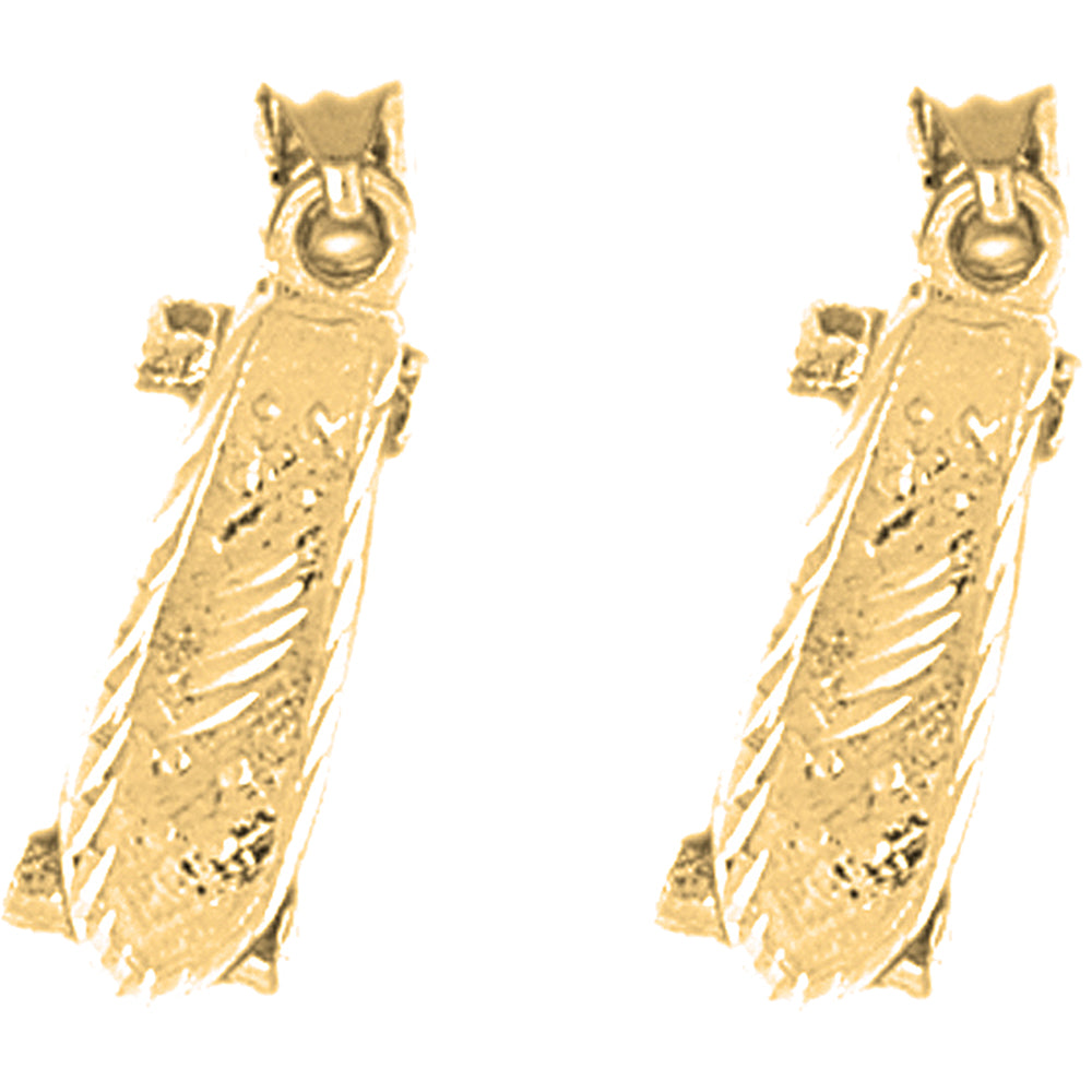 14K or 18K Gold 21mm 3D Skate Board Earrings