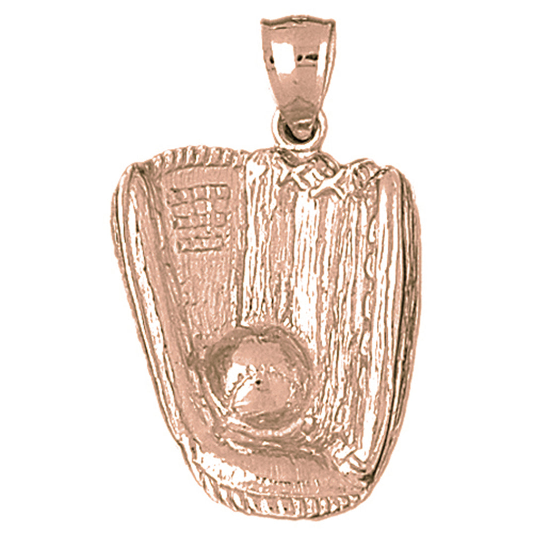 10K, 14K or 18K Gold Baseball Mitt With Ball Pendant