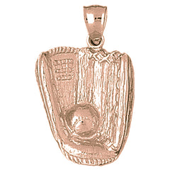10K, 14K or 18K Gold Baseball Mitt With Ball Pendant