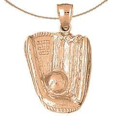 Guante de béisbol de oro de 10 quilates, 14 quilates o 18 quilates con colgante de bola