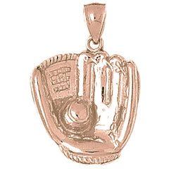 10K, 14K or 18K Gold Baseball Mitt With Ball Pendant