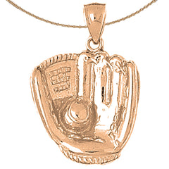 Guante de béisbol de oro de 10 quilates, 14 quilates o 18 quilates con colgante de bola