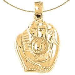 Guante de béisbol de oro de 10 quilates, 14 quilates o 18 quilates con colgante de bola