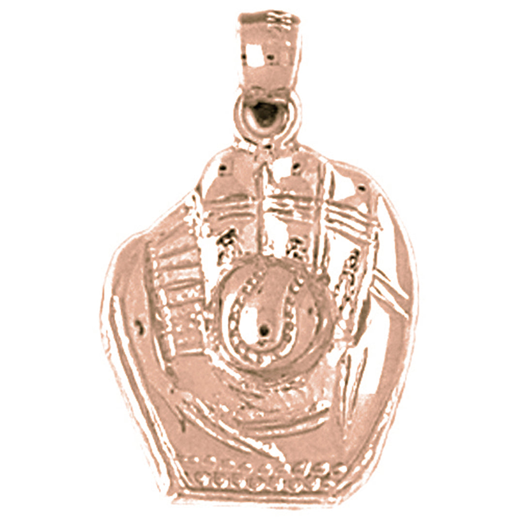 10K, 14K or 18K Gold Baseball Mitt With Ball Pendant