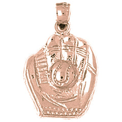 10K, 14K or 18K Gold Baseball Mitt With Ball Pendant