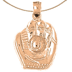 Guante de béisbol de oro de 10 quilates, 14 quilates o 18 quilates con colgante de bola