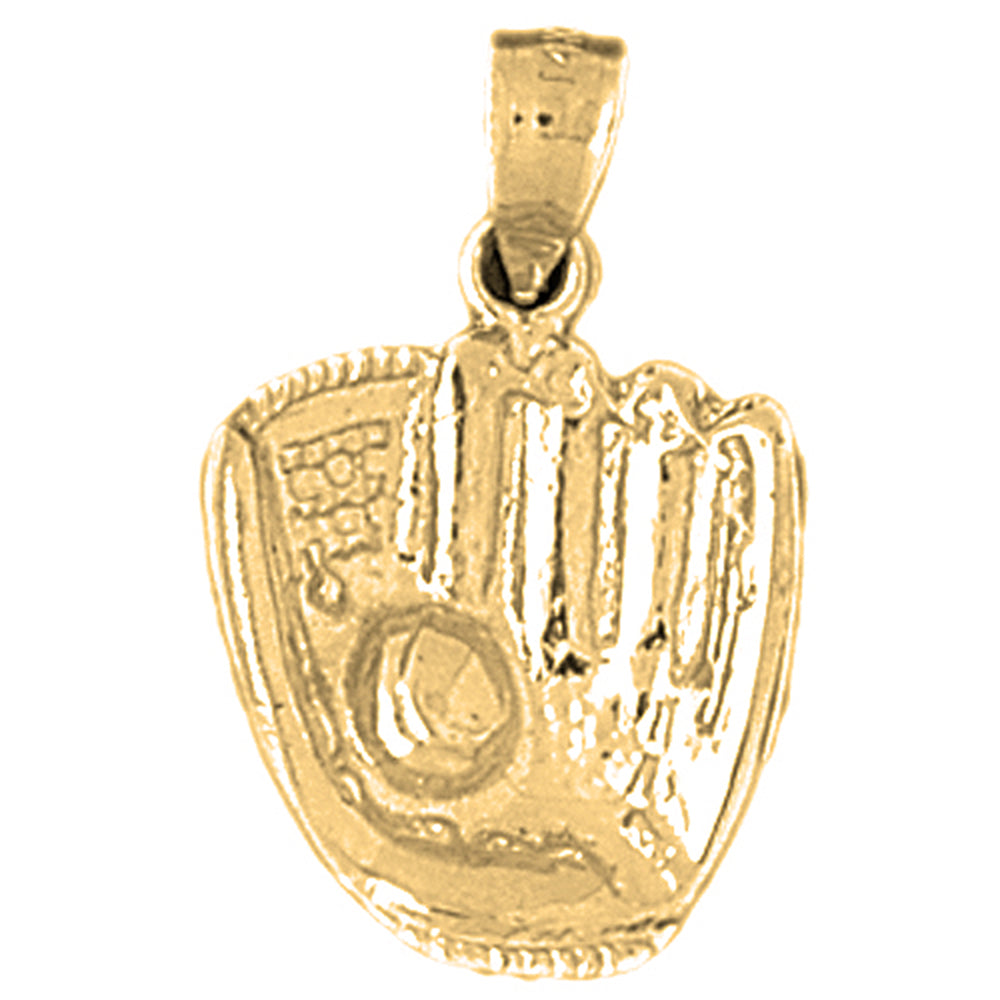 10K, 14K or 18K Gold Baseball Mitt With Ball Pendant