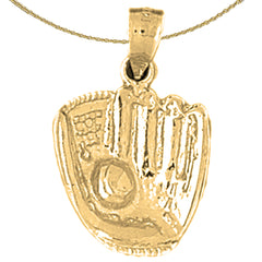 Guante de béisbol de oro de 10 quilates, 14 quilates o 18 quilates con colgante de bola