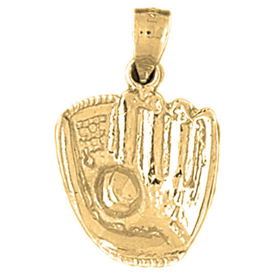 10K, 14K or 18K Gold Baseball Mitt With Ball Pendant