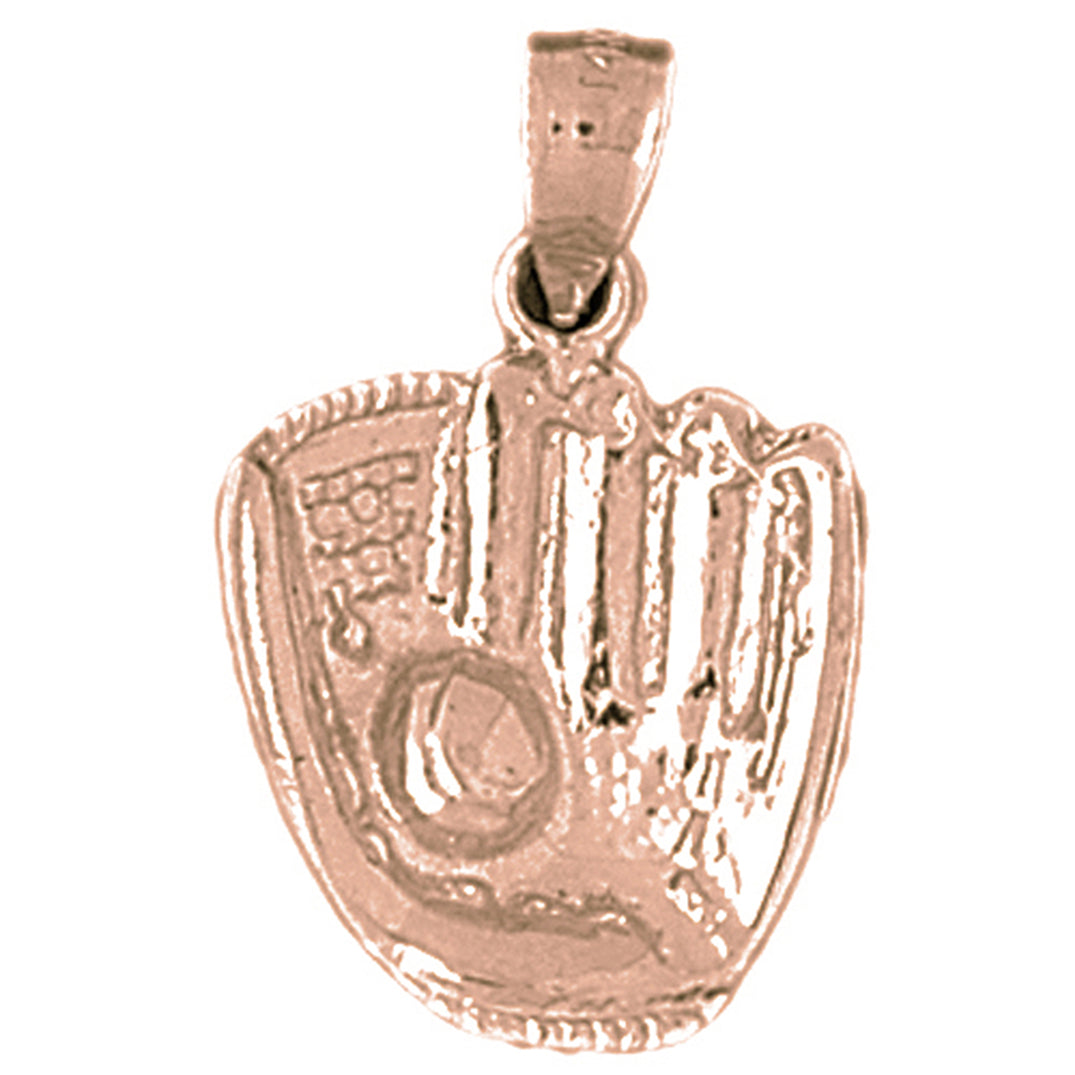 10K, 14K or 18K Gold Baseball Mitt With Ball Pendant