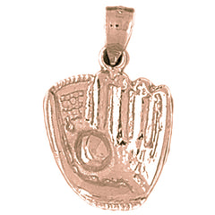 10K, 14K or 18K Gold Baseball Mitt With Ball Pendant
