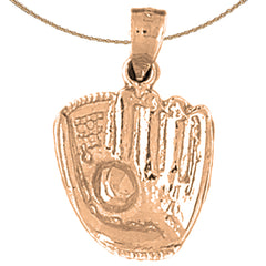 Guante de béisbol de oro de 10 quilates, 14 quilates o 18 quilates con colgante de bola