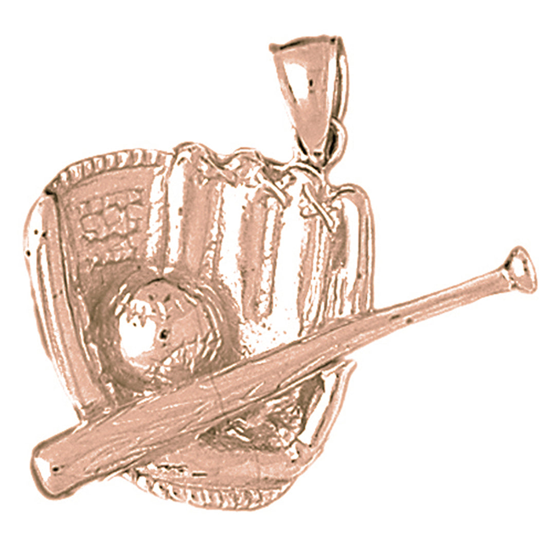 10K, 14K or 18K Gold Baseball Mitt With Ball Pendant