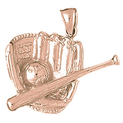 10K, 14K or 18K Gold Baseball Mitt With Ball Pendant
