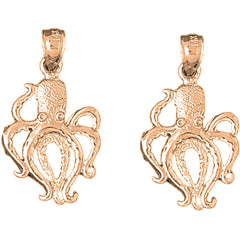 14K or 18K Gold 27mm Octopus Earrings