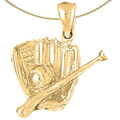 10K, 14K or 18K Gold Baseball Mitt With Ball Pendant