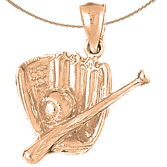 10K, 14K or 18K Gold Baseball Mitt With Ball Pendant