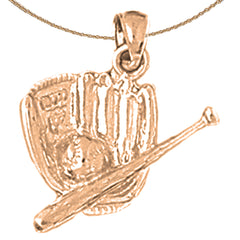 Guante de béisbol de oro de 10 quilates, 14 quilates o 18 quilates con colgante de bola