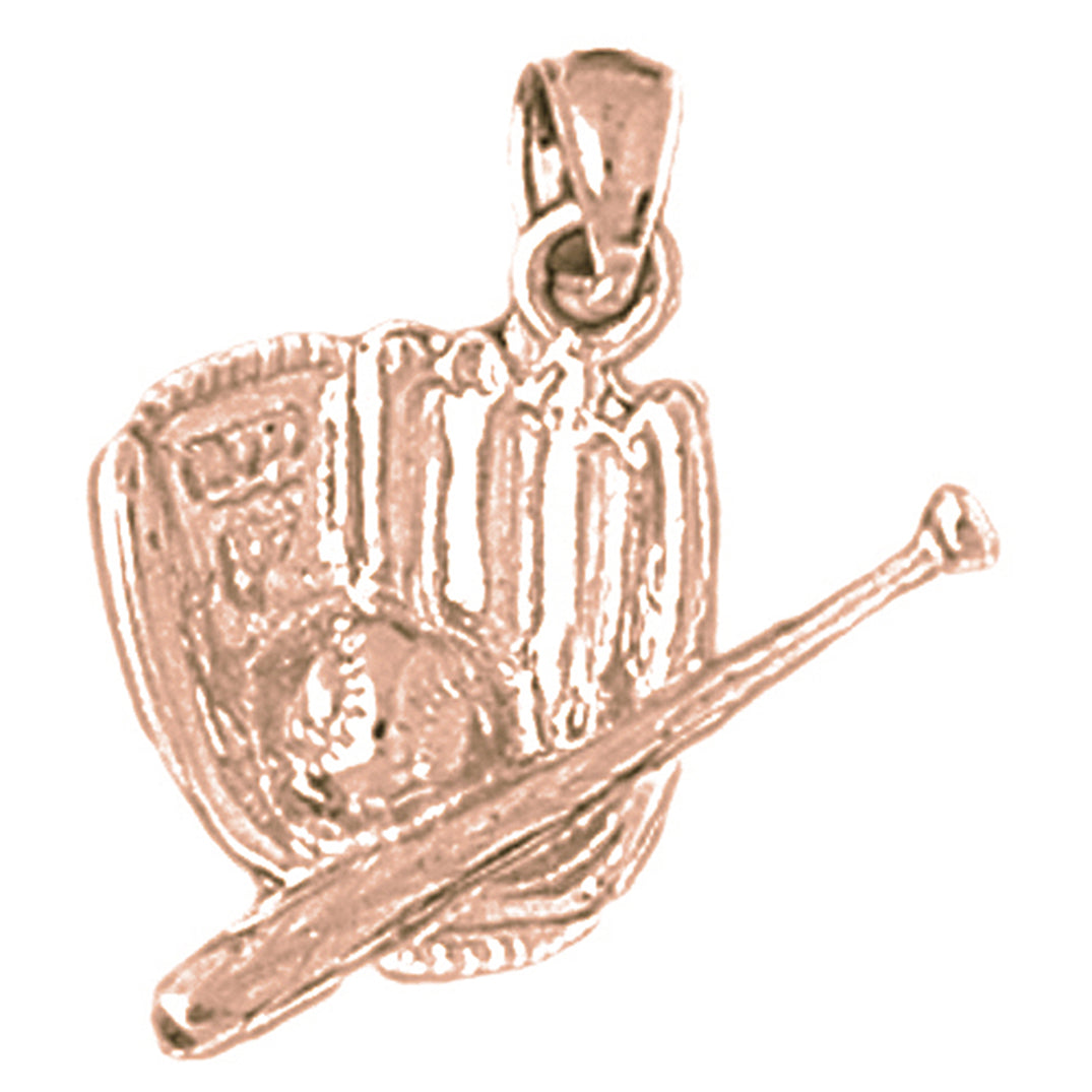 10K, 14K or 18K Gold Baseball Mitt With Ball Pendant