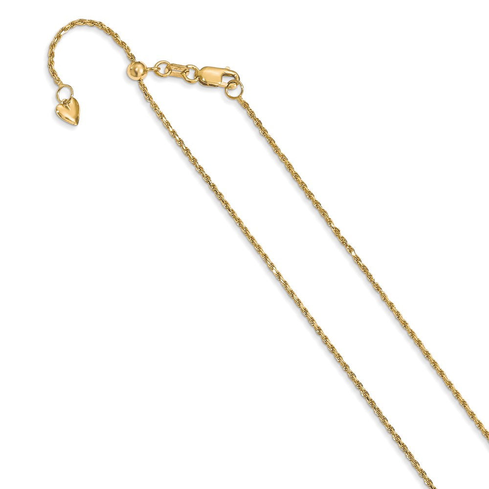 14K Yellow Gold Adjustable 1.2mm Diamond-cut Rope Chain